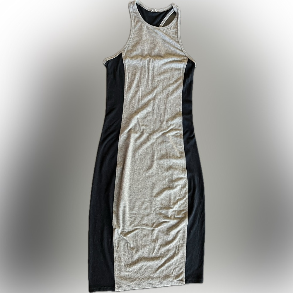 Kit and Ace Black and Gray Colorblock Midi Bodycon Dress